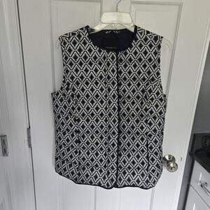 NWOT Talbots Down Navy/White Puffer Vest Size Medium